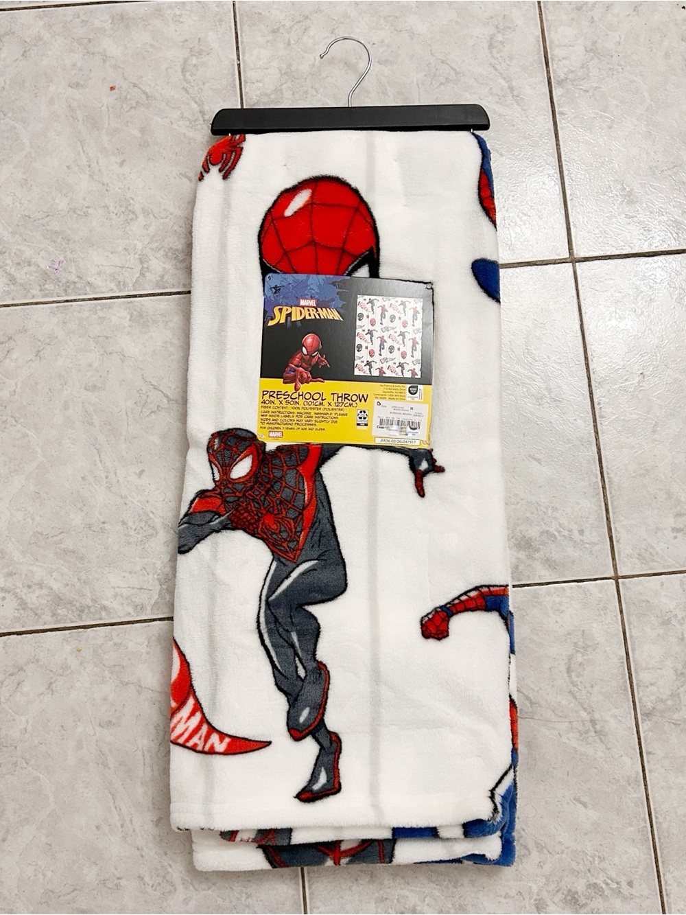 Spiderman Miles Morales White Preschool Throw Blanket NWT
